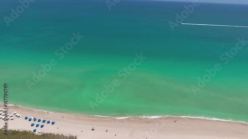 360 aerial panoramic view of Surfside in Miami. Oceanfront luxury
