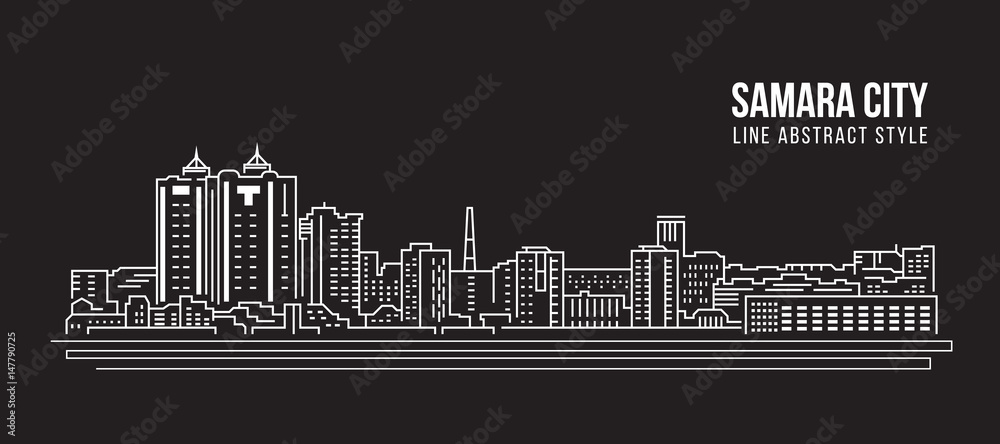 Cityscape Building Line art Vector Illustration design - Samara city