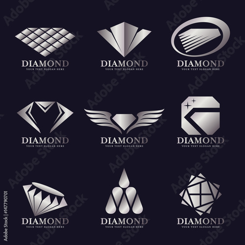 Silver Diamond logo vector illustration set design