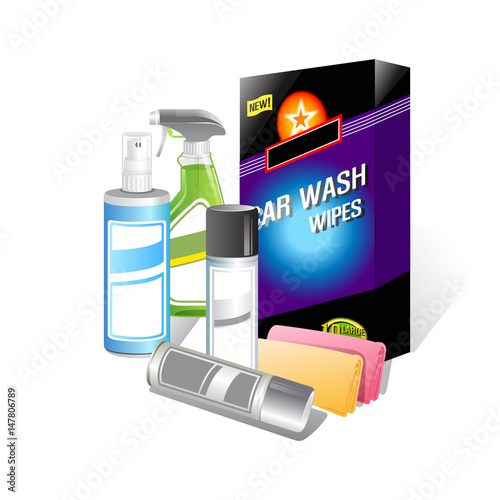 Car wash bottle product on white background. Vector illustration