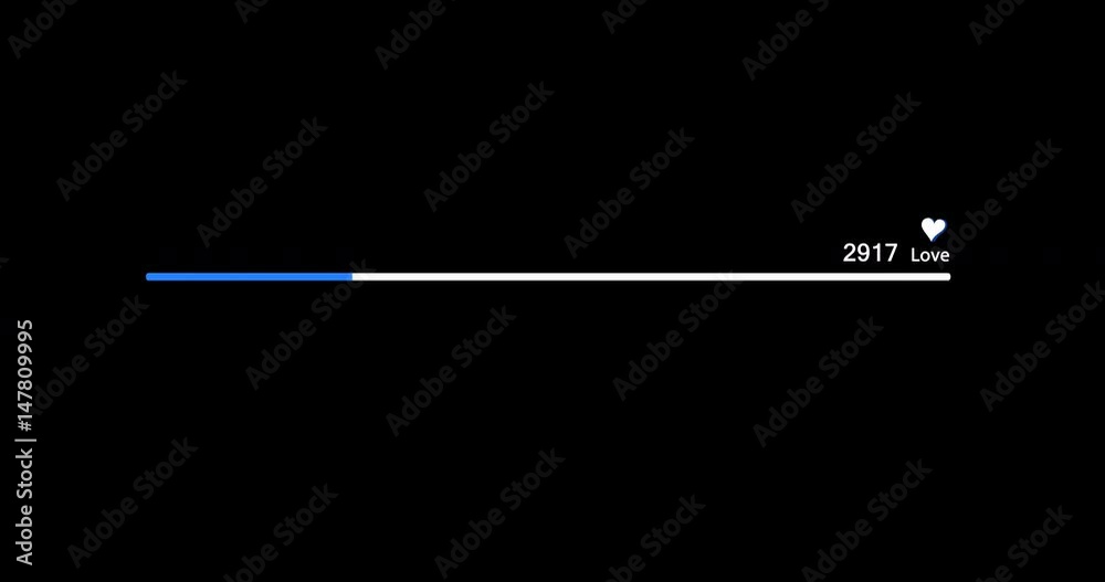 Progress bar Top Love. Video counter increasing from one to one hundred thousand views. High resolution. with alpha chanel.