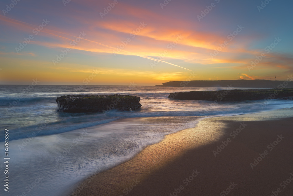 Sunset lines at Four Mile Beach Santa Cruz California