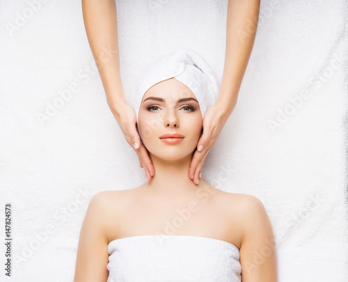 Healthy Beautiful Woman Spa. Recreation Energy Health Massage Healing Concept.