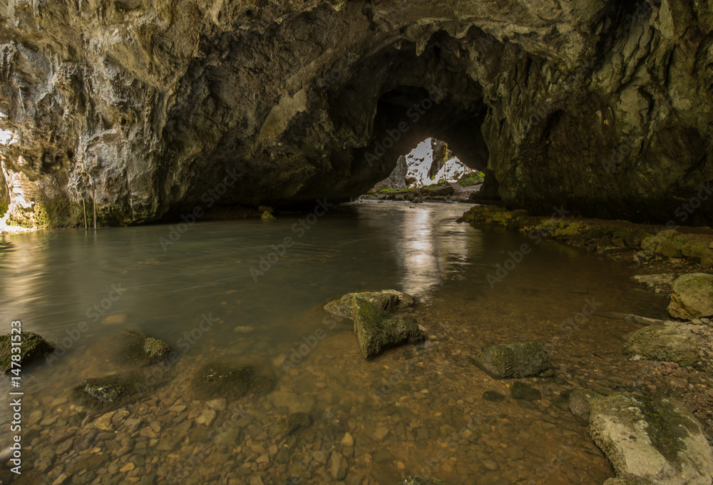 Scenic karst river Rak in Unesco protected Rakov Skocjan national park in Slovenia Scenic karst river Rak in Unesco protected Rakov Skocjan national park in Slovenia