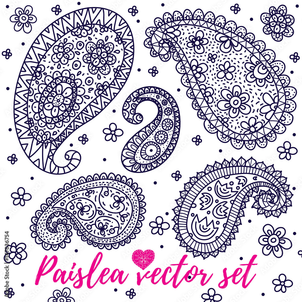 Cute paisley. Vector set. Cute paisley. Vector set.