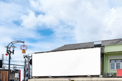 Billboard blank advertise set up on old building