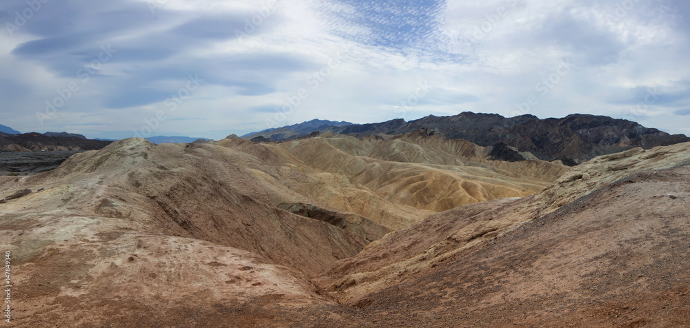 Hills and mountains in Death Valley National Park, California. Panorama.