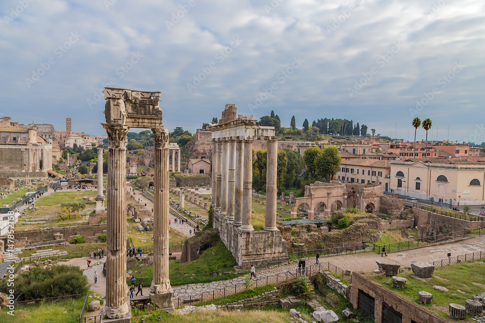 Rome, Italy. View of the Roman Forum from Tabularium