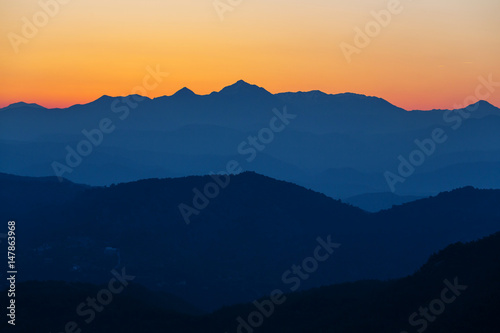 Mountains on sunset