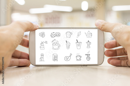 Mobile Media icon set food and beverage concepts
