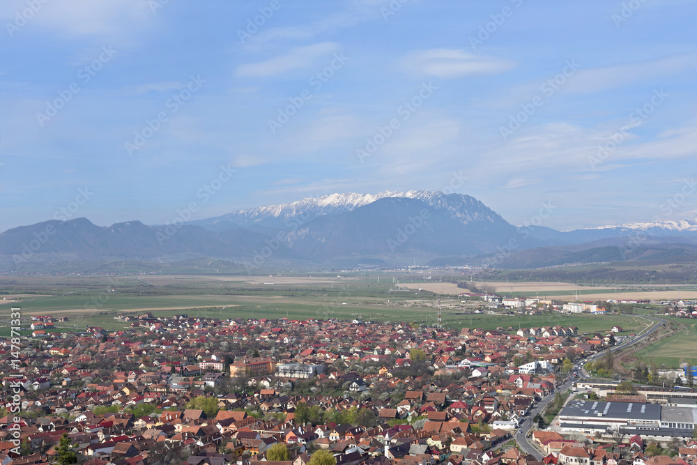 View of the city of Rasnow from the Fortress, Transylvania, Romania