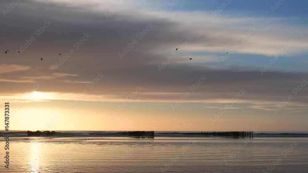 Crépuscule sur les bouchots à Quend-Plage Crépuscule sur les bouchots à Quend-Plage