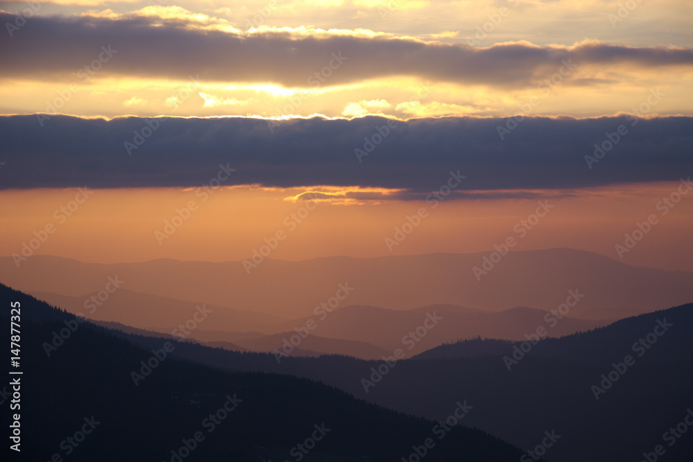Beautiful sunset in mountain