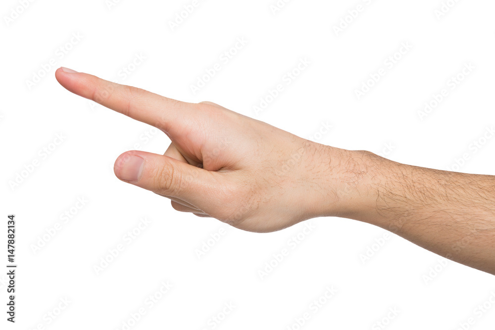 Hand gestures - man pointing away, isolated Hand gestures - man pointing away, isolated