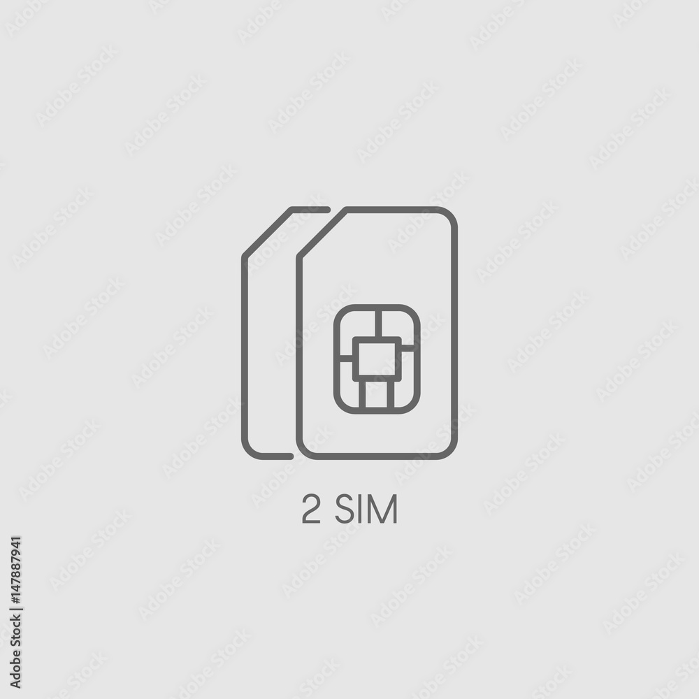 Dual SIM icon sign. Double SIM card symbol vector illustration. Dual band smartphone picture Dual SIM icon sign. Double SIM card symbol vector illustration. Dual band smartphone picture