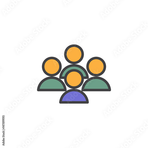 People, conference filled outline icon, line vector sign, linear colorful pictogram. Group symbol, logo illustration. Pixel perfect