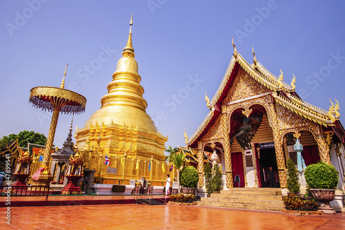 LAMPHUN-APRIL 21  Wat Phra That Hariphunchai pagoda temple important religious traveling destination in northern province is the most famous temple.THAILAND APRIL 21 2017