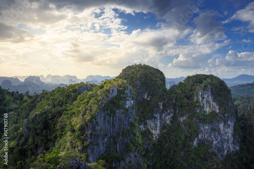 high rock mountain with cloud sky sunny landscape.