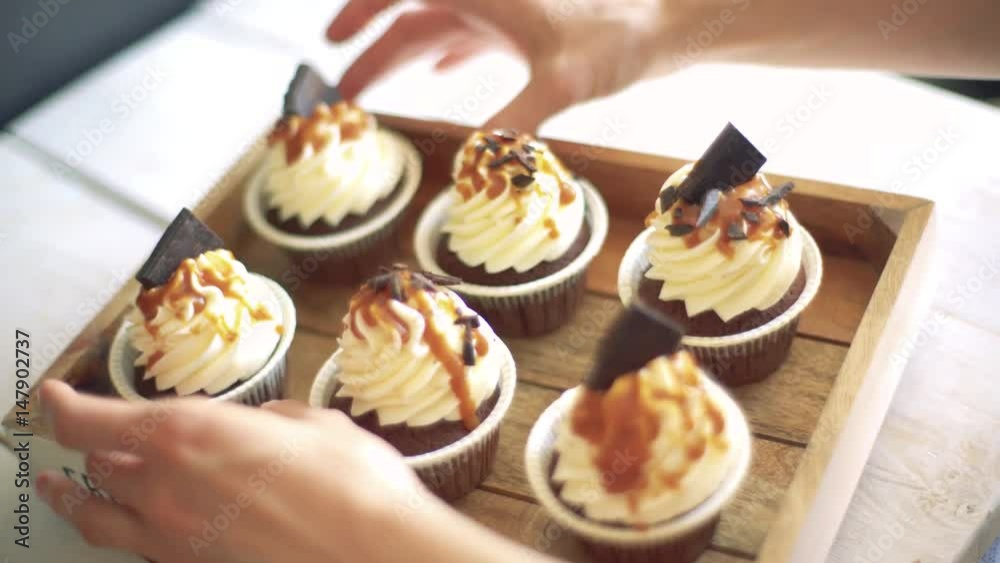 chocolate cupcake on table chocolate cupcake on table