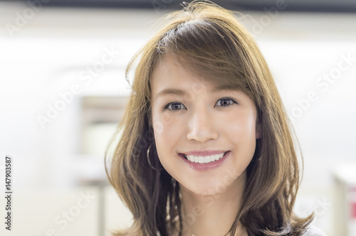 Beautiful asian girl inside subway station