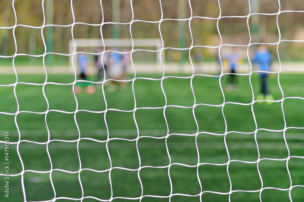 Football net background over soccer field stadium Stock Photo Adobe Stock