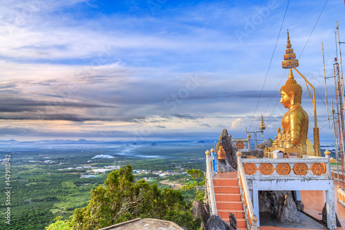 beautiful view point at Golden Buddha meditating - the Tiger Temple in Krabi Thailand