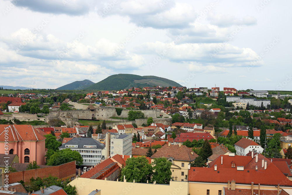 Eger city and fortress cityscape Hungary