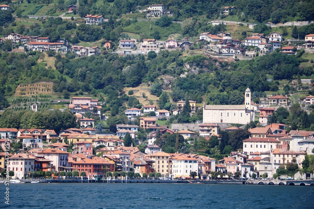 View to Gravedona ed Uniti on Lake Como, Lombardy Italy