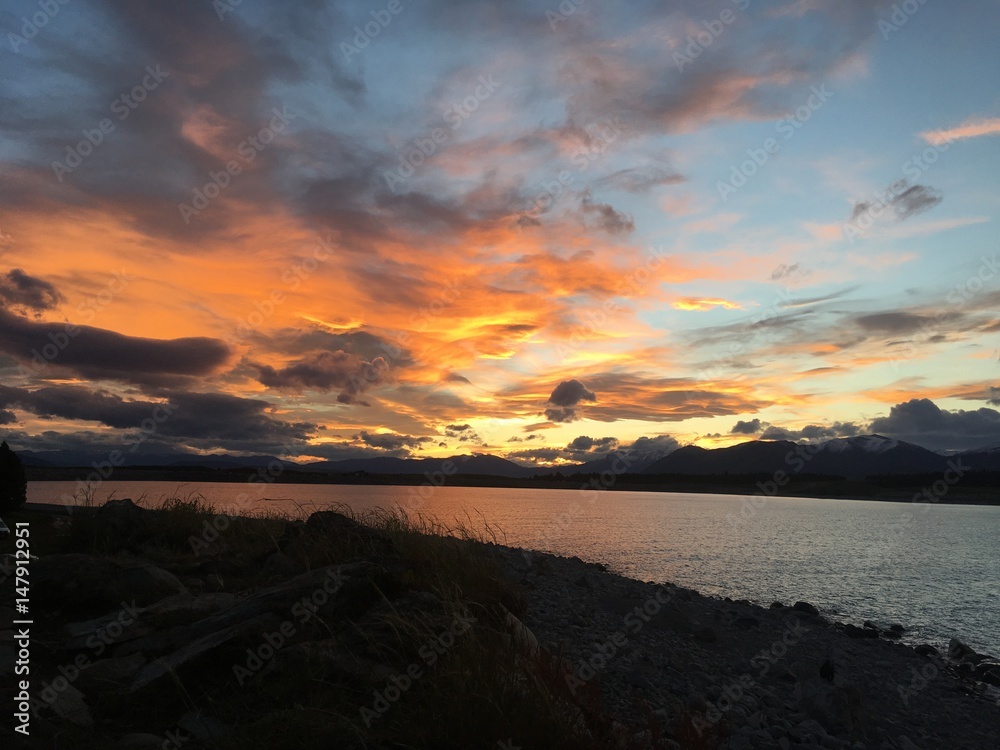 Obraz premium Pukaki sunset