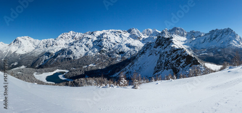Winter landscape - Palù lake in Valmalenco - Snow in Valtellina