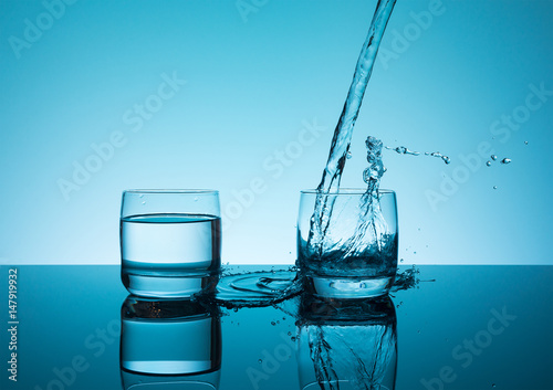 Creative splashing water in the glass