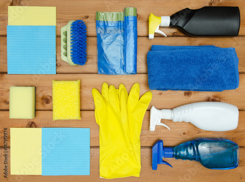 Set of variety cleaning supplies