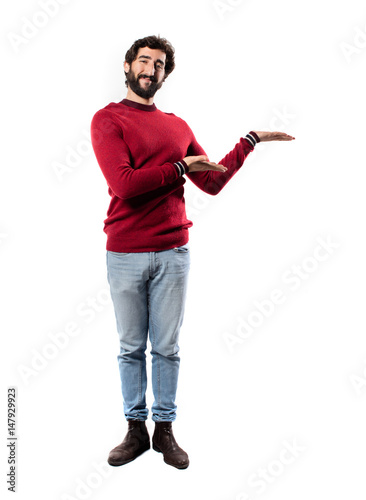 young cool man full body showing pose photo