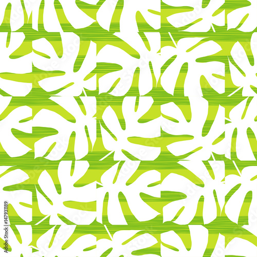 Seamless background with decorative leaves. Summer tropical design. 