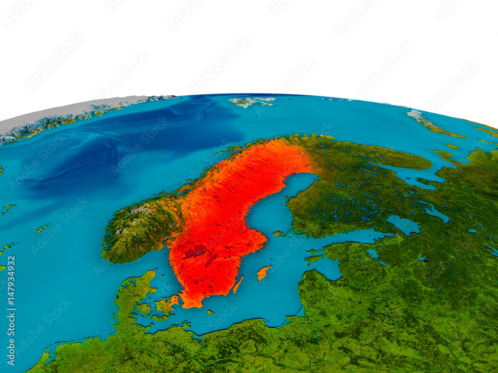 Sweden on model of planet Earth