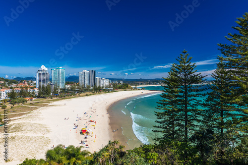 COOLANGATTA  AUS - MAY 01 2017  Coolangatta beach and Rainbow Bay  Gold Coast  Australia