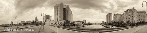 TAMPA  FL - FEBRUARY 2016  Panoramic view of Tampa coastline from city bridge. Tampa is a famous Florida destination