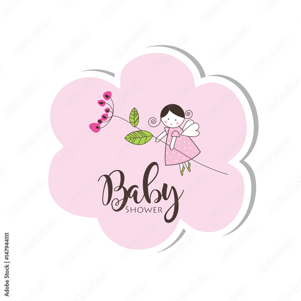 Baby shower invitation card. Baby girl arrival announcement card. Baby shower invitation card. Baby girl arrival announcement card.