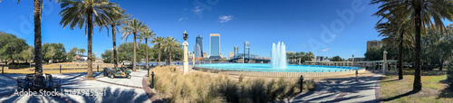 JACKSONVILLE, FL - FEBRUARY 2016: Panoramic view of city skyline with tourists. jacksonville is a famous Florida destination