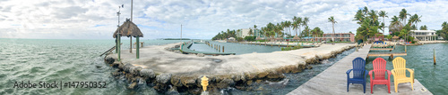 Panoramic view of wooden jetty in Islamorada - Florida