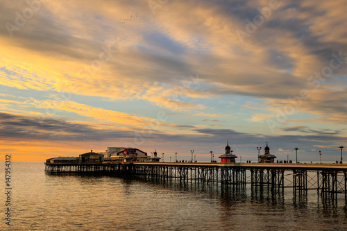 Blackpool north pier at sunset in winter