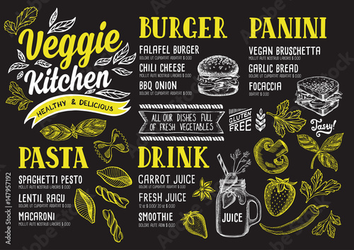 Vegan menu restaurant, food template.