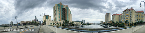 Panoramic view of Tampa coastline from city bridge, Florida photo