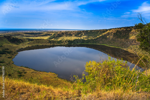 Explosion Craters lakes in Queen Elizabeth National Park, Uganda