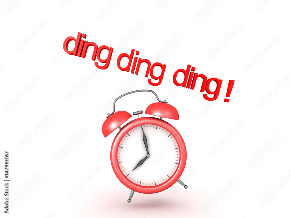 3D illustration of classic alarm clock ringing 3D illustration of classic alarm clock ringing