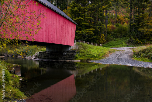 Braley Covered Bridge - Autumn Colors and Reflection - Vermont