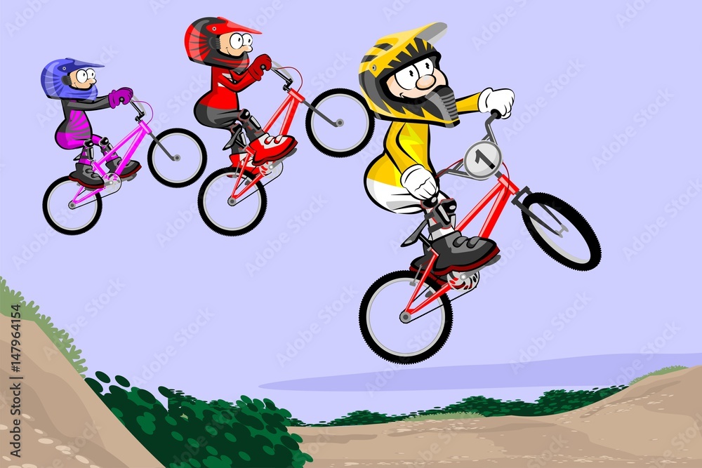 Obraz premium BMX riders competing in the child class