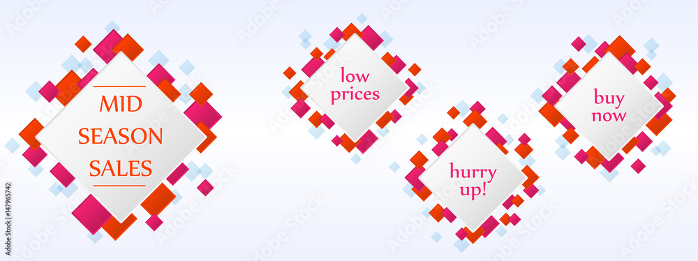 Sales banner with colorful squares