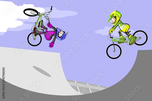 BMX rider in skate-park
