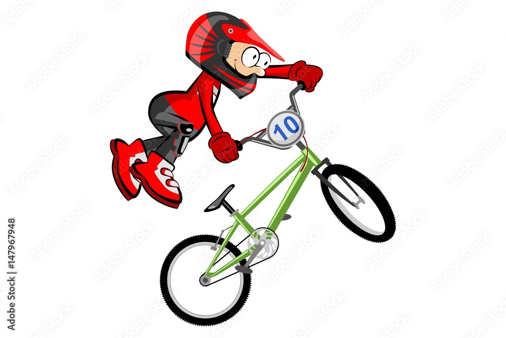 Fototapeta premium BMX rider isolated over white